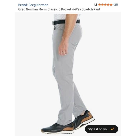 NEW NWT Greg Norman Ultimate 5 Pocket Men's 36 X 30 Stretch Golf Pants Gray - Picture 2 of 5